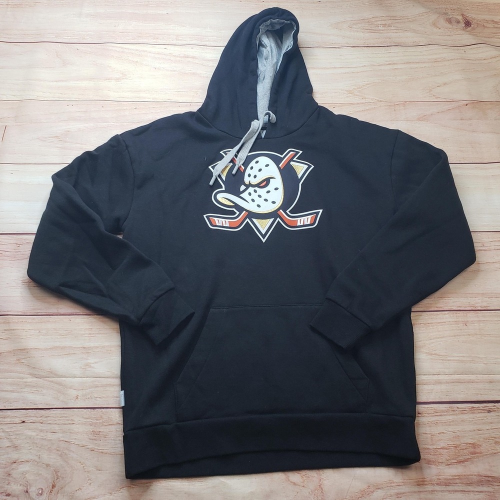 Anaheim Ducks Hoodie Womens L Black NHL Hockey Pullover Fleece Hooded Lined Logo